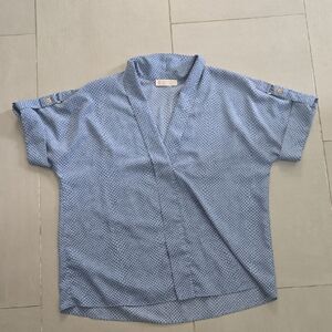 Michael Kors Blue Geometric Blouse